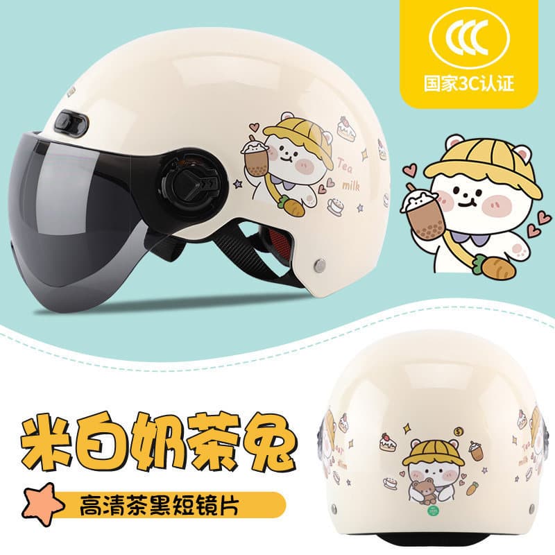 Capacete bonito verão masculino capacete senhoras protetor solar Universal quatro estações bateria motocicleta veículo e