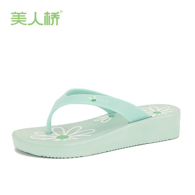 Beauty Bridge Flip-Flops Mulheres Verão Exterior Desgaste Sandálias de Cunha de Sola Grossa Chinelos Femininos Flip-Flop