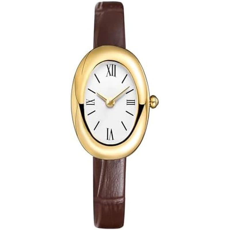 Relógio Com Pulseira MASTOP Para Mulheres-Elegante Mostrador Oval De 24 Mm De Pulso De Quartzo Estilo Joias Douradas-Del