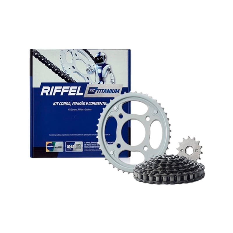 Kit Transmissão Titan160 Fan160 Start160 Cargo160 aço 1045 Riffel