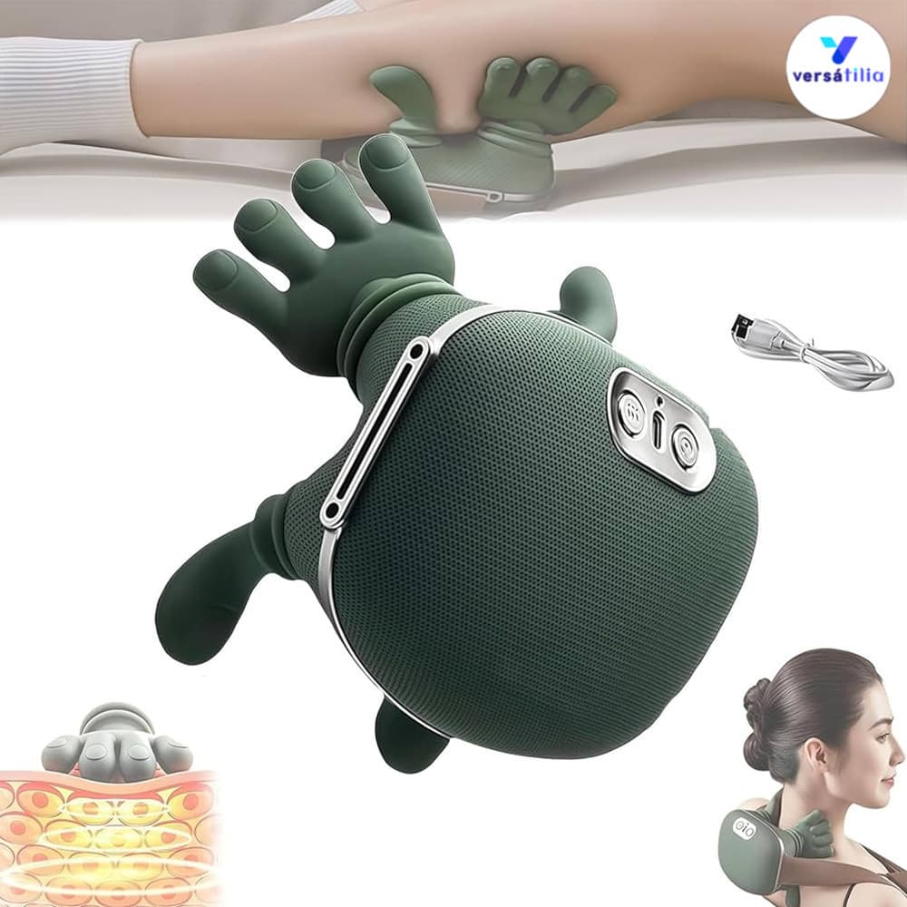 Massageador Portátil de Pescoço com 8 Pontos e Calor, Alívio de Tensão Hands-Free