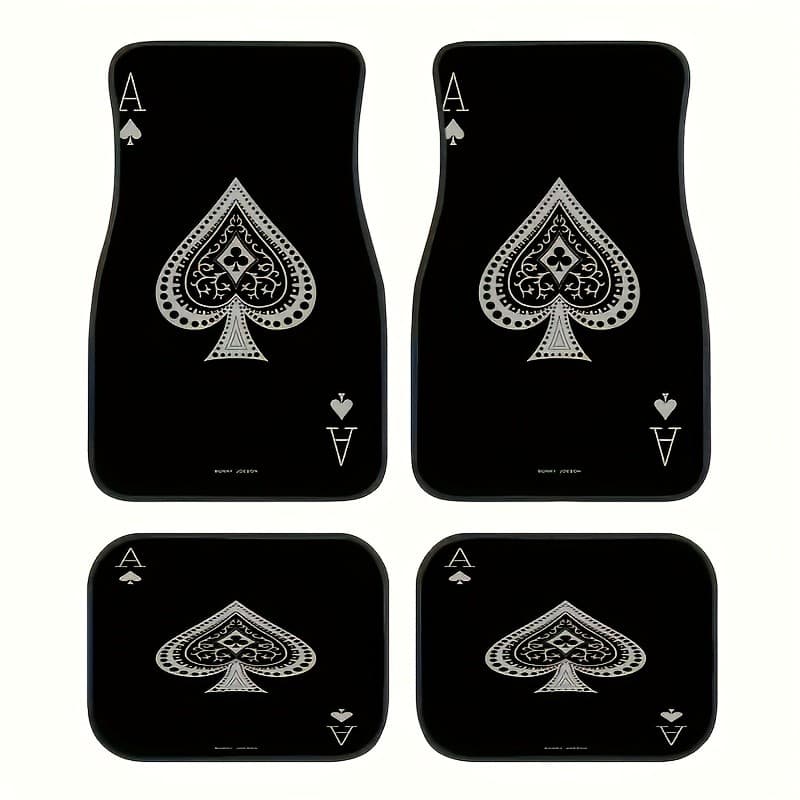 Spades Um conjunto de 4 peças de tapete de carro, antiderrapante, adequado para tapete de proteção de piso traseiro dian