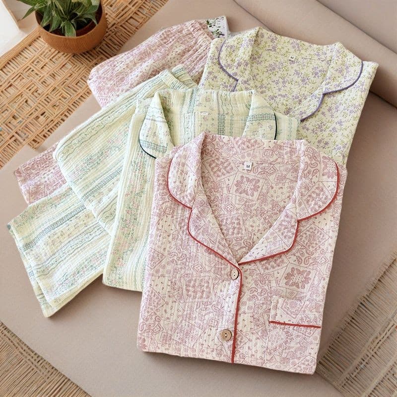 Pijamas femininos verão puro algodão estilo fino 2026 novo estilo primavera casa tecido 100 algodão primavera outono Hom