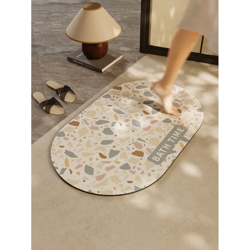Simples e moderno banheiro tapete de chão diatom lama absorvente tapete porta do banheiro Anti-deslizamento pé tapete di