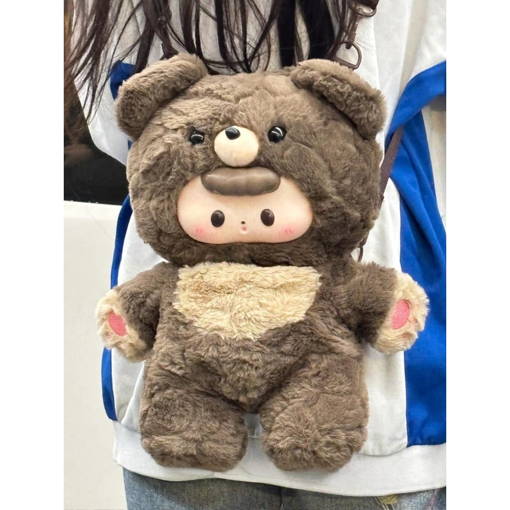 Bonito dos desenhos animados vinil urso mochila de alto valor boneca de pelúcia pequena mochila Lolita senhoras saco pre
