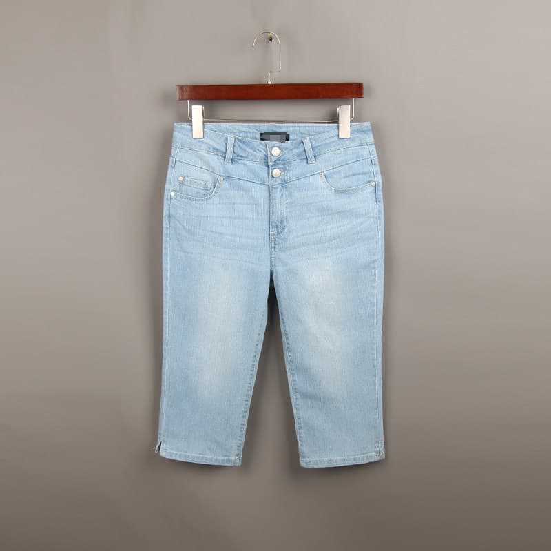 2024 verão fino Multi-botão 7 pontos Jeans feminino comércio exterior pedido Original 100kg tamanho grande cintura alta