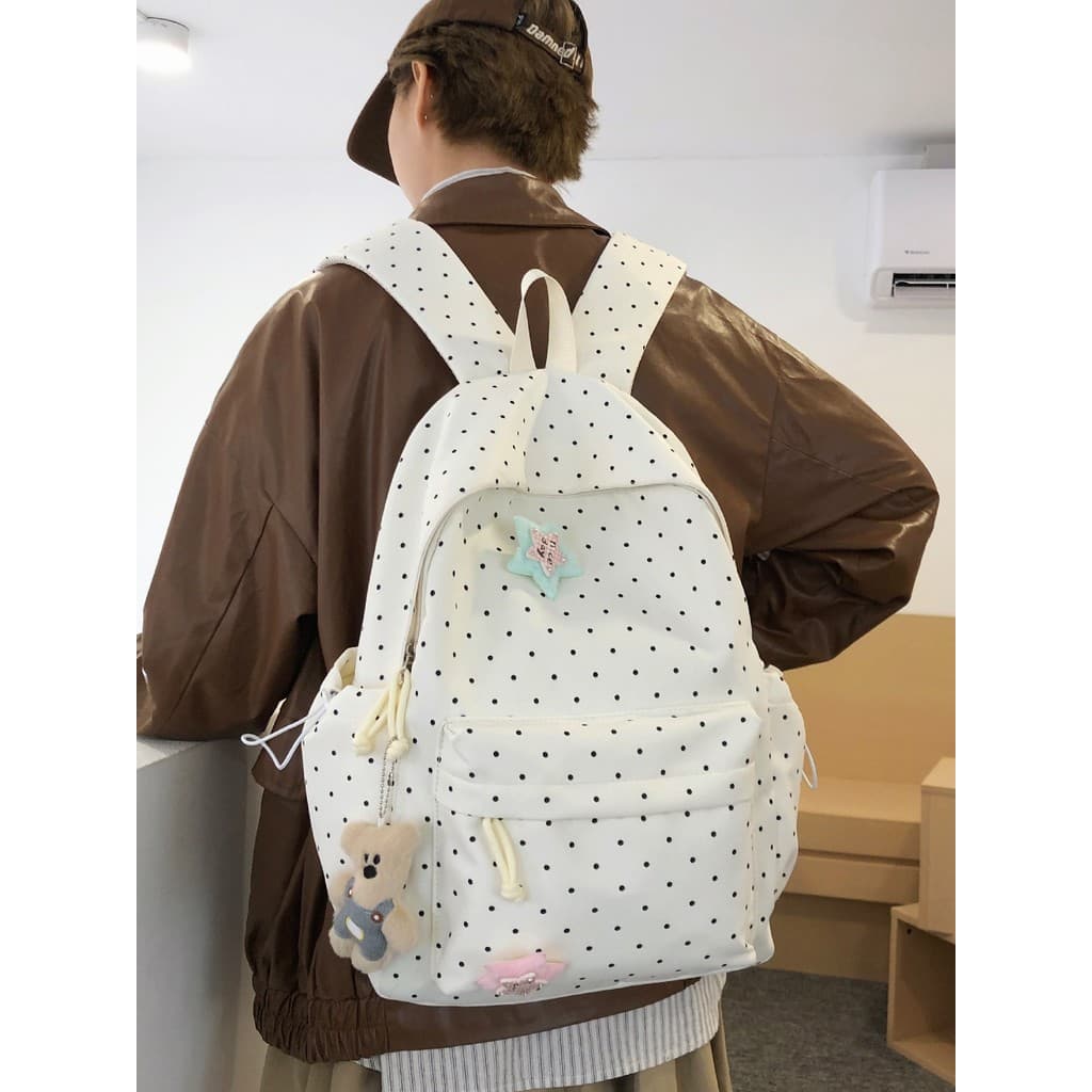 Nova mochila de bolinhas feminina estudante universitário Campus mochila menina estudantes do ensino médio quinta sexta