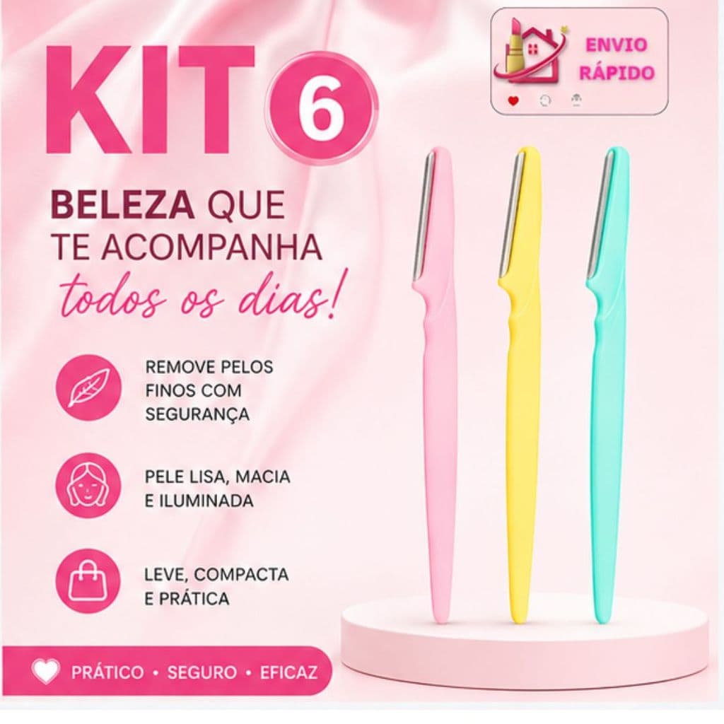 KIT 3 e 6 unidades Lâminas Sobrancelha e Rosto Navalha Depilação design