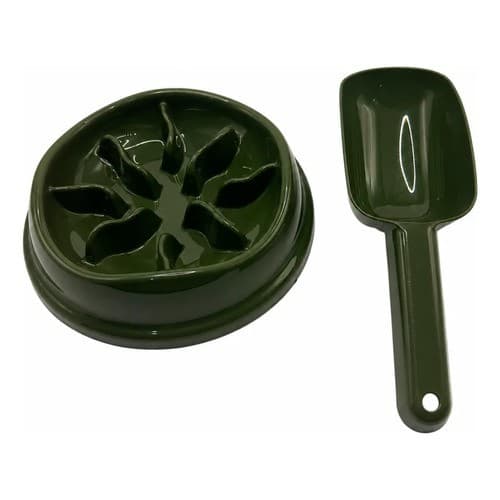 Kit Comedouro Lento Interativo E Pá Ração P/ Raças Pequenas Verde-escuro