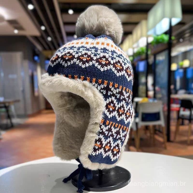 Novo Chapéu Lei Feng para Outono e Inverno, Quente, Forrado com Lã, Espesso, Chapéu de Lã com Proteção para as Orelhas p