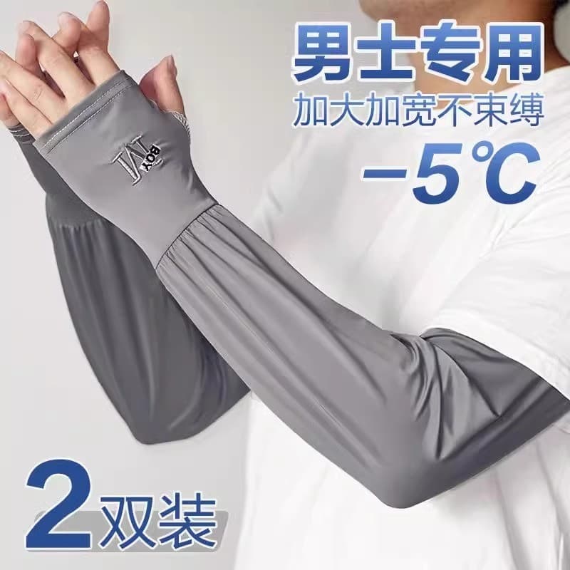 Manga de gelo masculina verão solto protetor solar manga de seda gelo condução braço proteção manga fina equitação ao ar