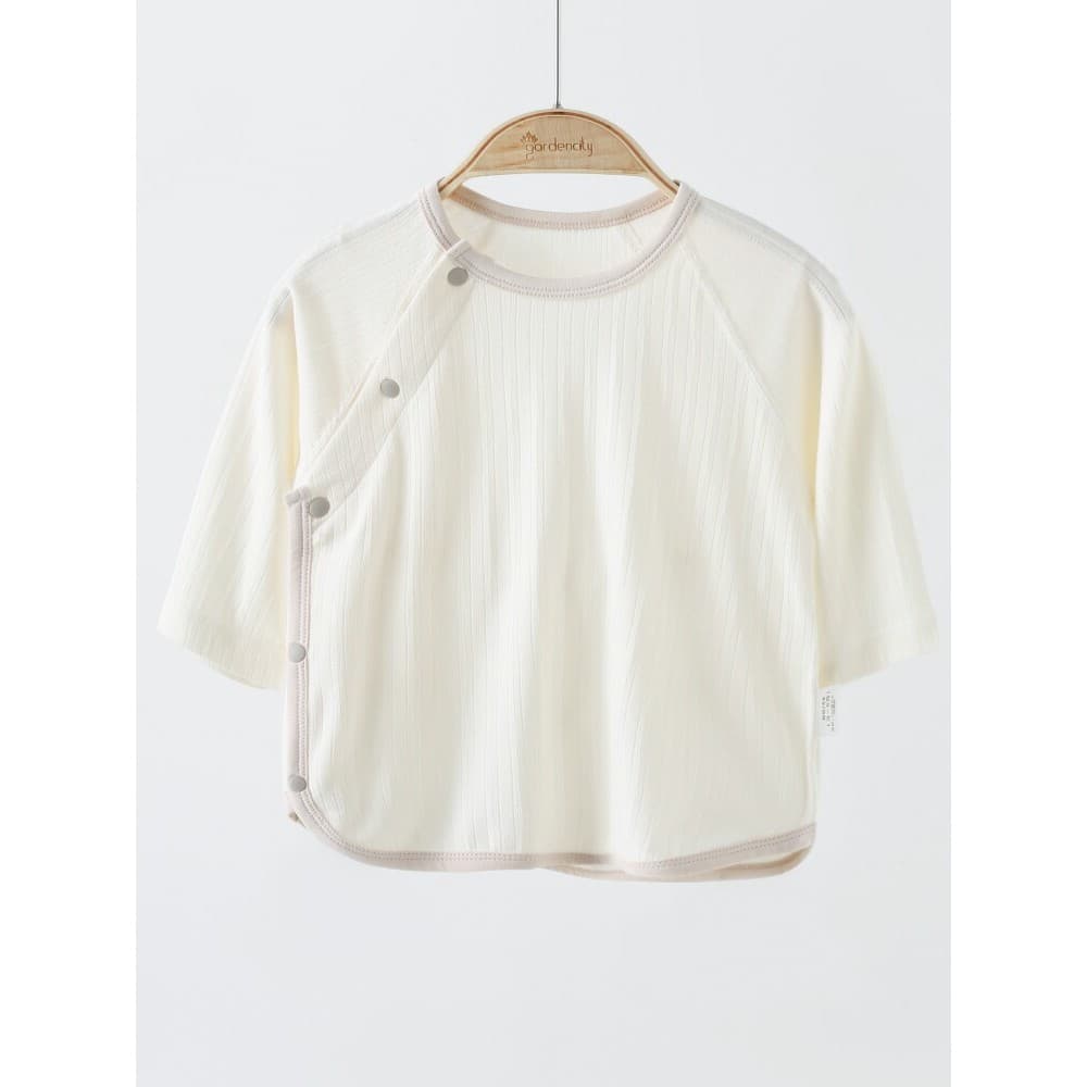 Bebê Loungewear topo verão estilo fino Modal trigo orelha Jacquard respirável bebê recém-nascido lapela parcial manga lo