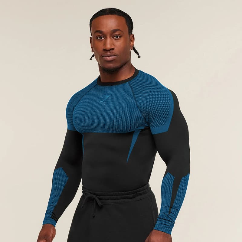 Camisa Masculina De Manga Comprida Elástica Muscular Fitness Confortável Respirável Adequada Para Treinamento Esportivo
