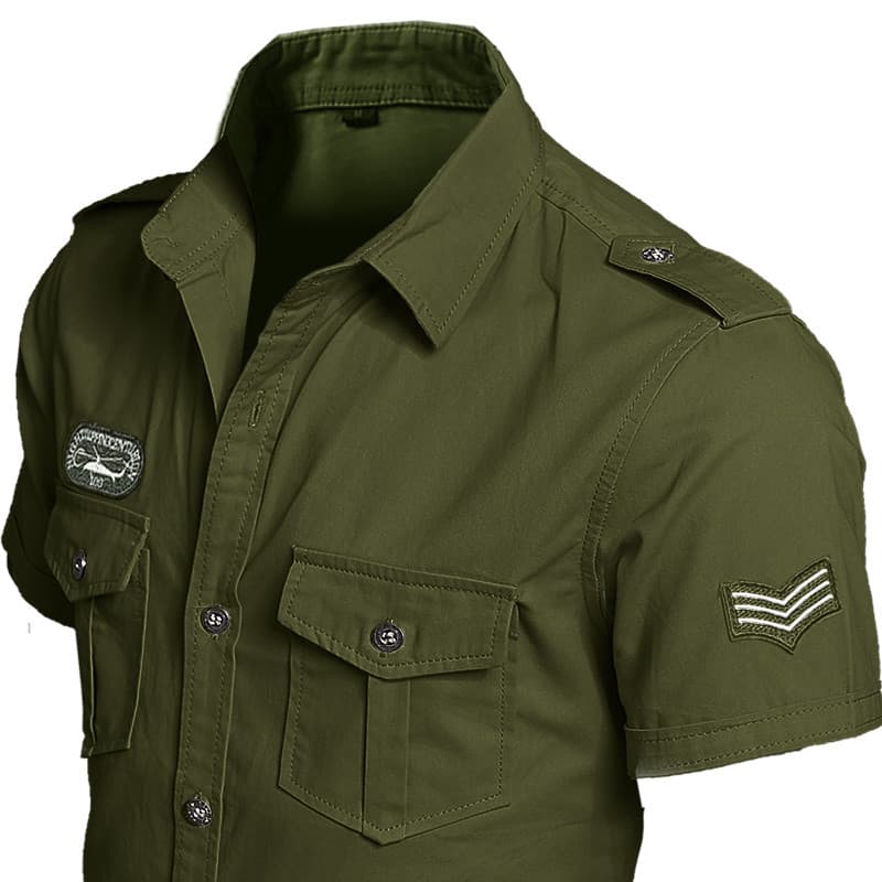 Camisa estilo militar Workwear na moda Plus Size camisa Casual verão camisa de manga curta jaqueta masculina americano t