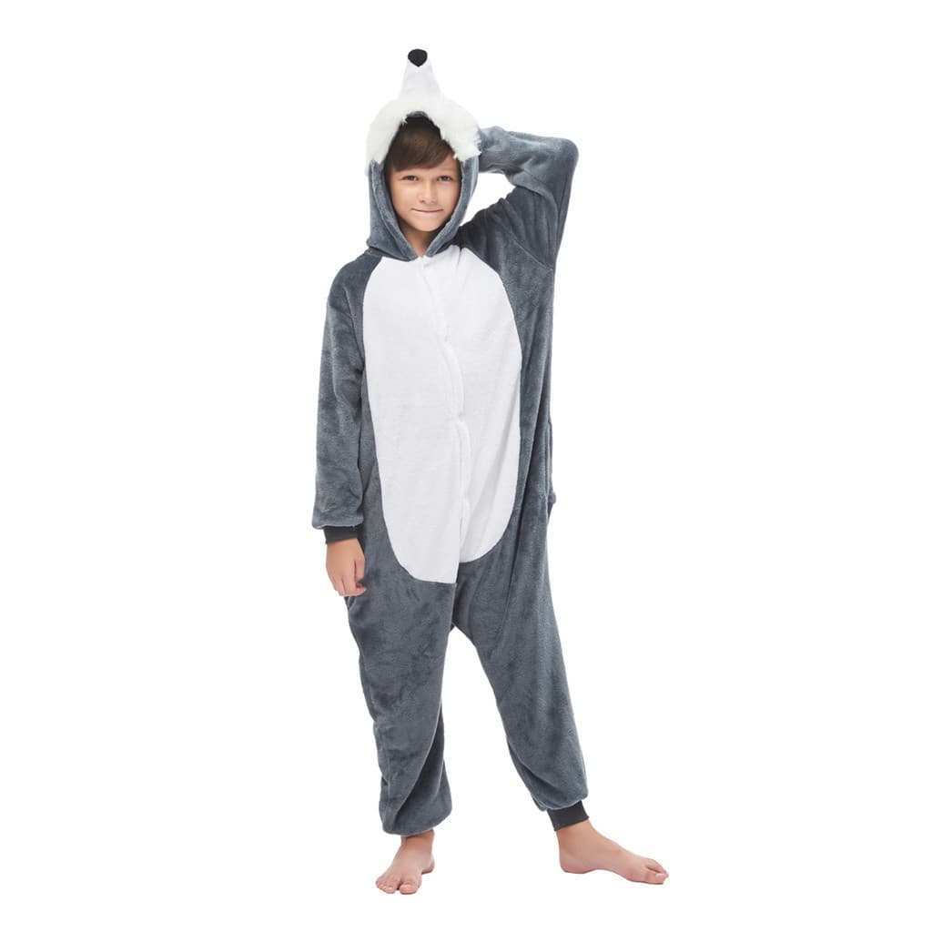 Pijama Infantil DireWolf Animal Onesie – Fantasia De Flanela Macia , Roupa De Dormir Aconchegante Para Cosplay De Hallow