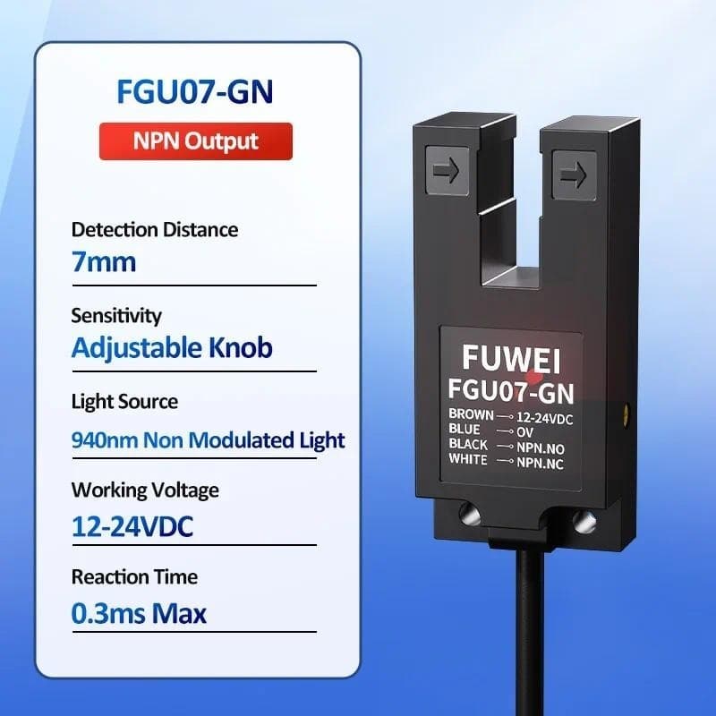 FUWEI FGU07-GN Inspeção De Filme Transparente Saliente slot Em U Fotoelétrico Limite Indutivo sensor De Detecção De Etiq