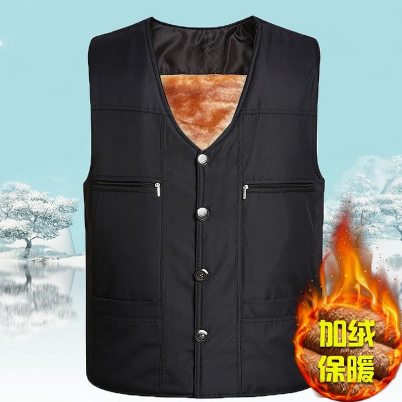 Pai de meia-idade outono inverno colete mais veludo engrossado colete de algodão quente de meia-idade colete masculino i