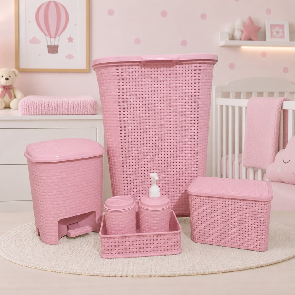 Kit Quarto de Bebê Menina 4 peças Rosa Monte Libano