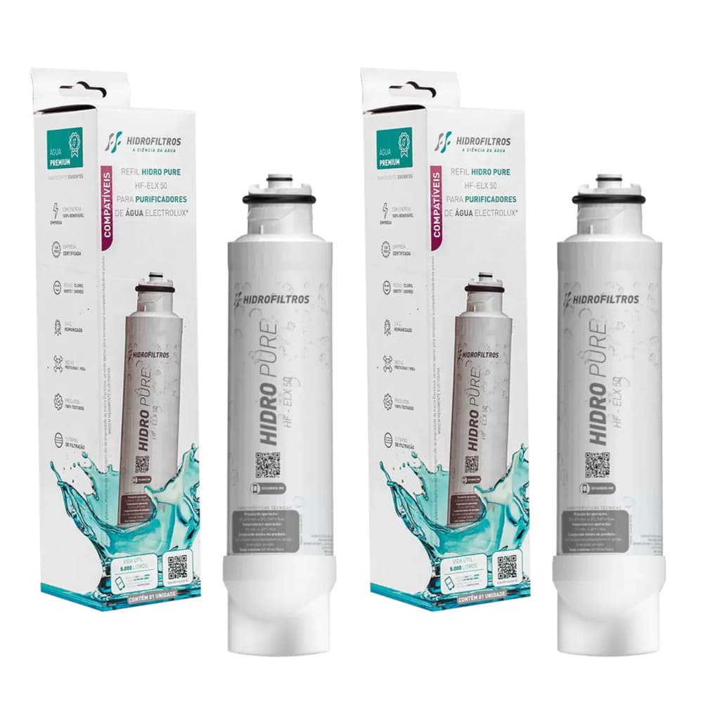 KIT 02 UN Refil Hidrofiltros Compatível Electrolux Pe12a Pe12b Pe12g Pe12v HF-ELX50