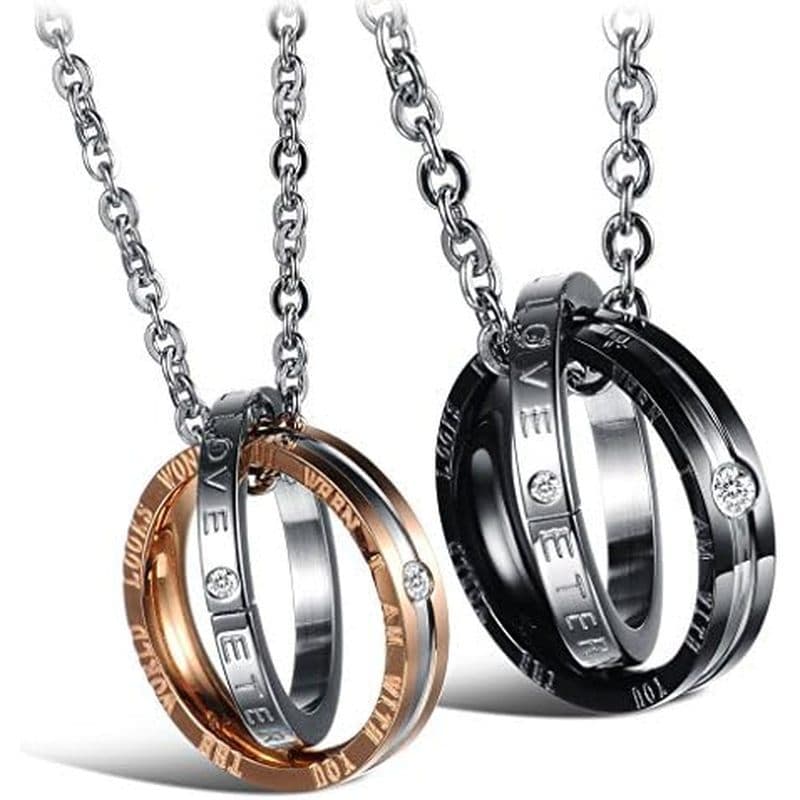 Conjunto De Colar Feraco His Hers Para Casais , Colares Com Pingente De Amor De Promessa De Aço Inoxidável De Titânio ,
