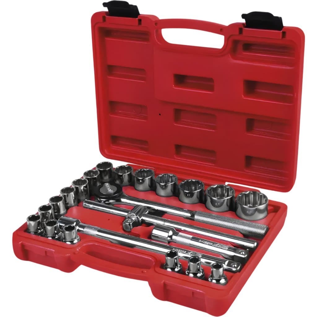 Jogo de Soquetes Worker 1/2 Profissional 22 Peças 8mm a 32mm Cromado com Maleta