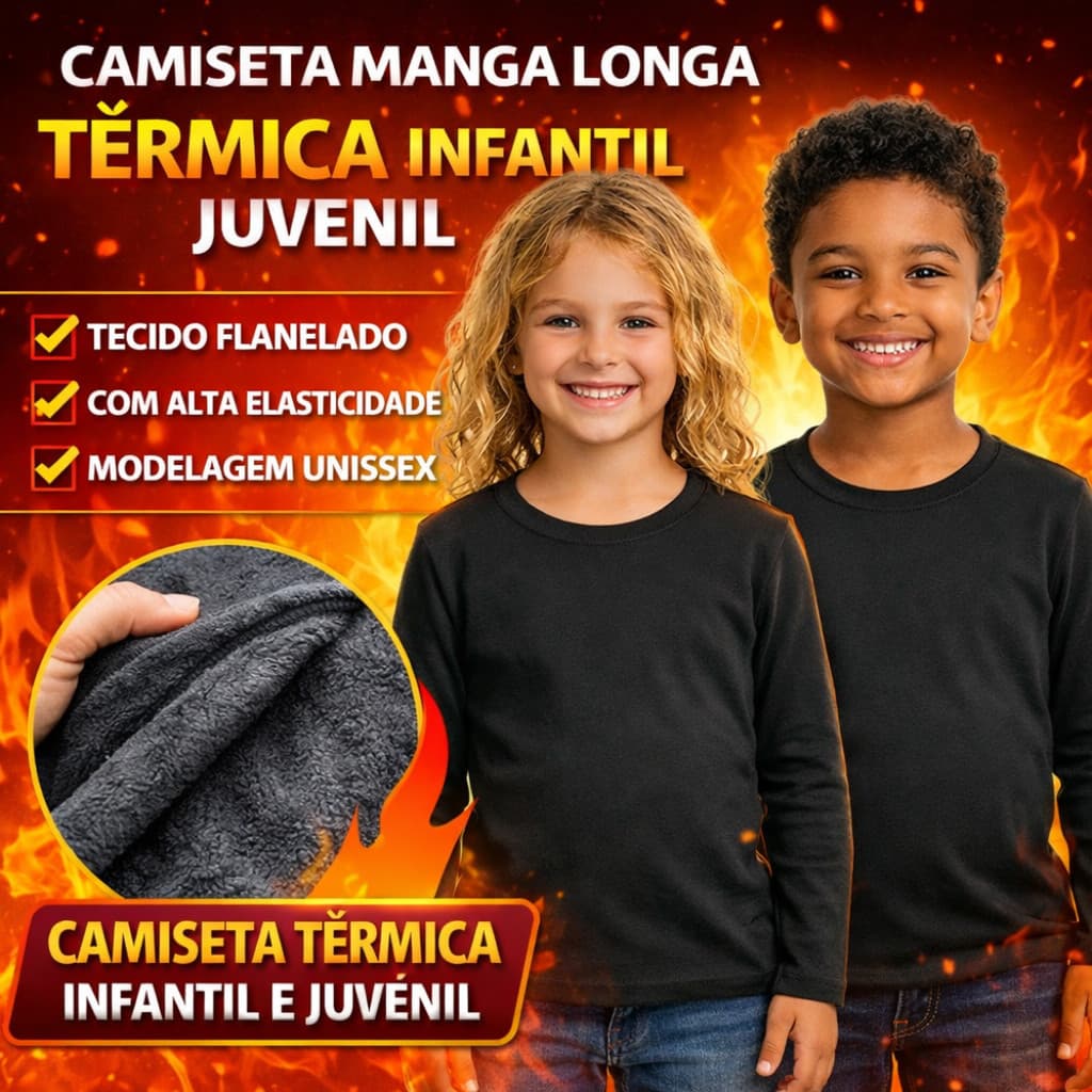 Blusa Camiseta Térmica Infantil Juvenil  Manga Longa Inverno