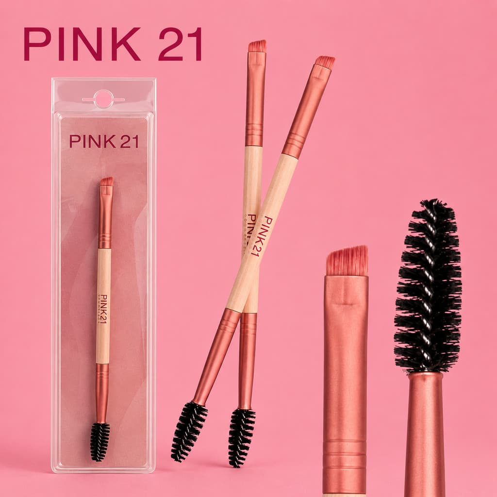 Pink 21 – Pincel para Sobrancelhas com Escova | Precisão e Acabamento Perfeito