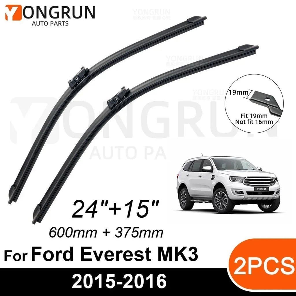 Limpadores De Para-Brisa Dianteiro De Carro , Ford Everest MK3 2015-2016 , Lâmina De Limpador De Borracha 24 " + 17 " ,