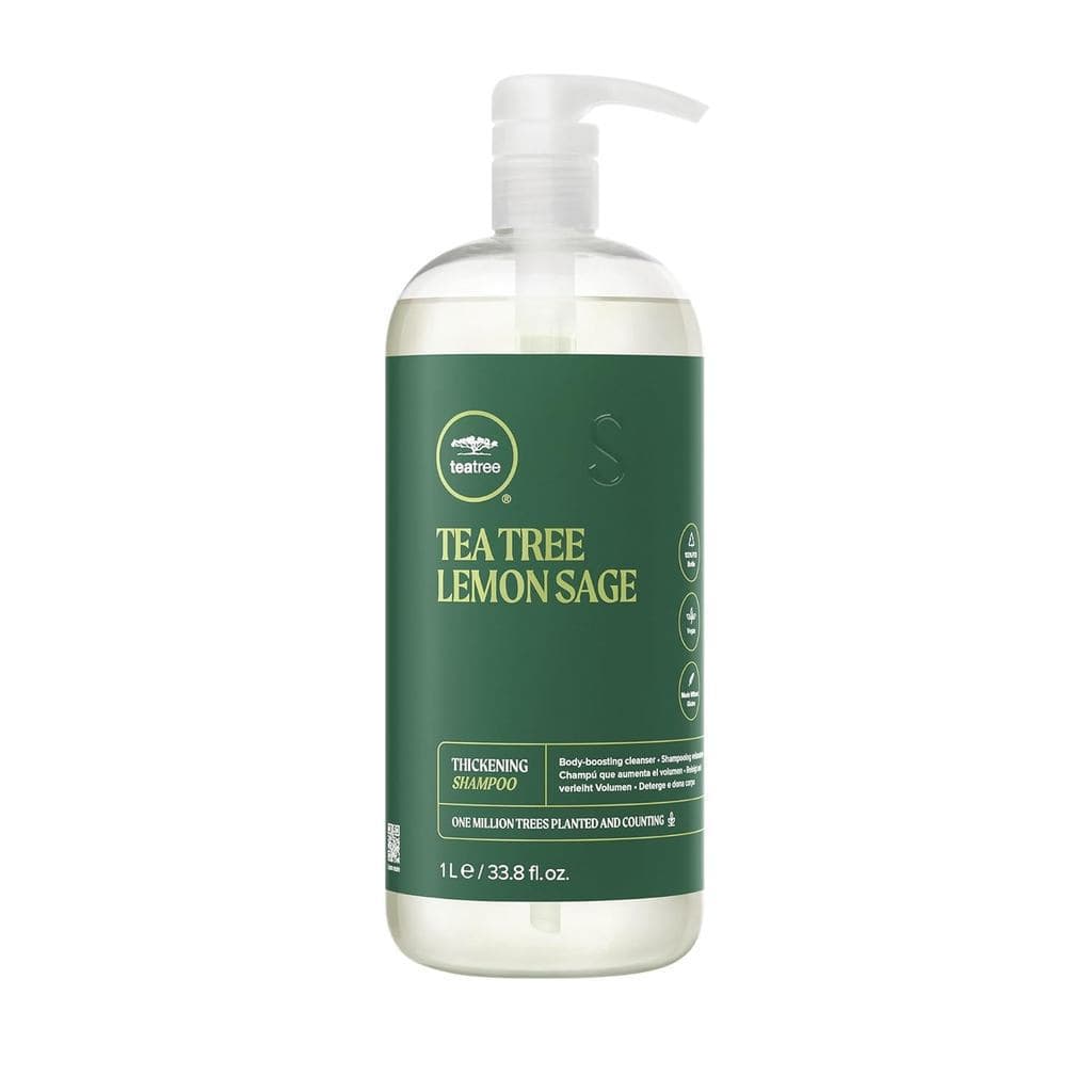 Shampoo Espessante Tea Tree Lemon Sage, fortifica o cabelo + adiciona volume, adequado para cabelos finos.