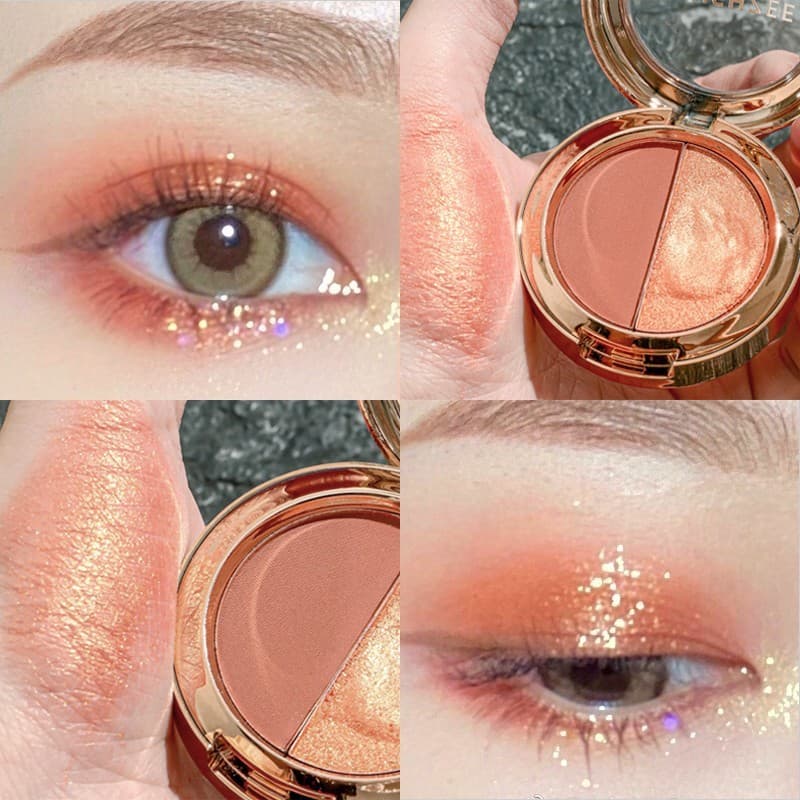 Ming Xizhi Paleta de sombras de duas cores Cor da terra Perolado Fosco Ouro Piscando Polarizado Portátil Cor de abóbora