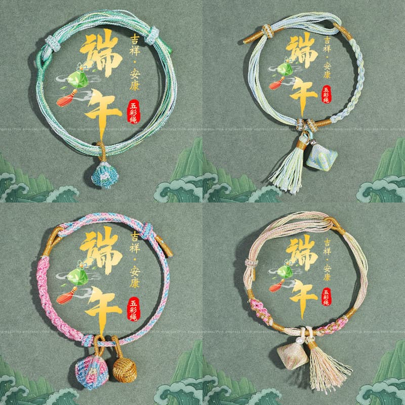 Pulseiras ajustáveis coloridas para o Festival do Barco Dragão, para adultos e crianças, presente artesanal para casais,