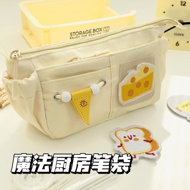 Super grande capacidade queijo cozinha mágica diy bordado lápis caso grande capacidade Multi-camada caixa de papelaria e