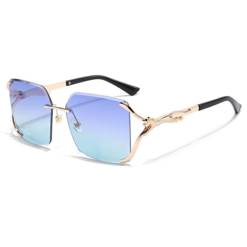 2026 Nova Moda Óculos De Sol Quadrados Sem Moldura Com Cabeça De Leopardo Masculino Feminino Tendência Personalidade Uni