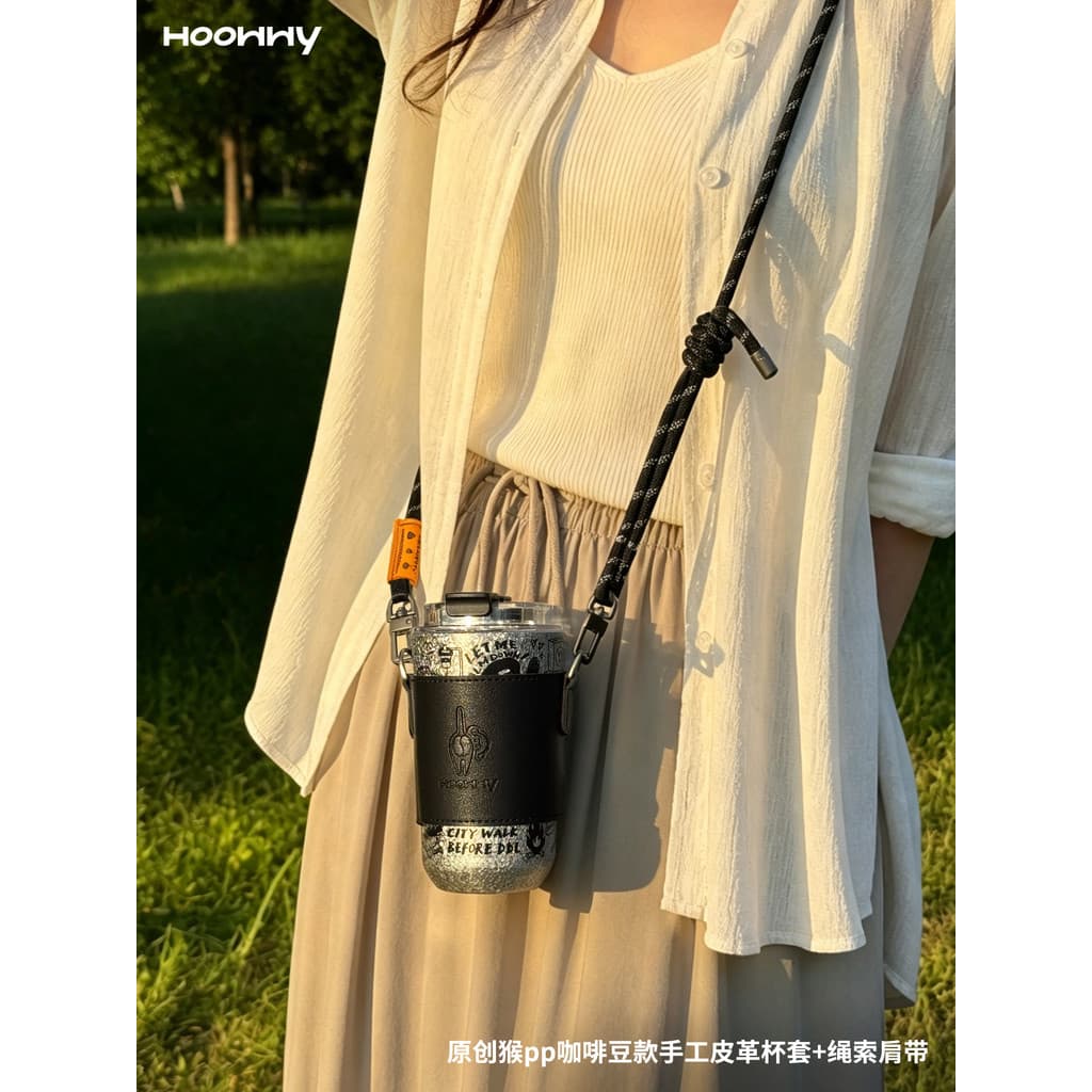 Hoowwy xícara de café passeio transportar copo térmico de titânio copo de acompanhamento copo de armazenamento frio port