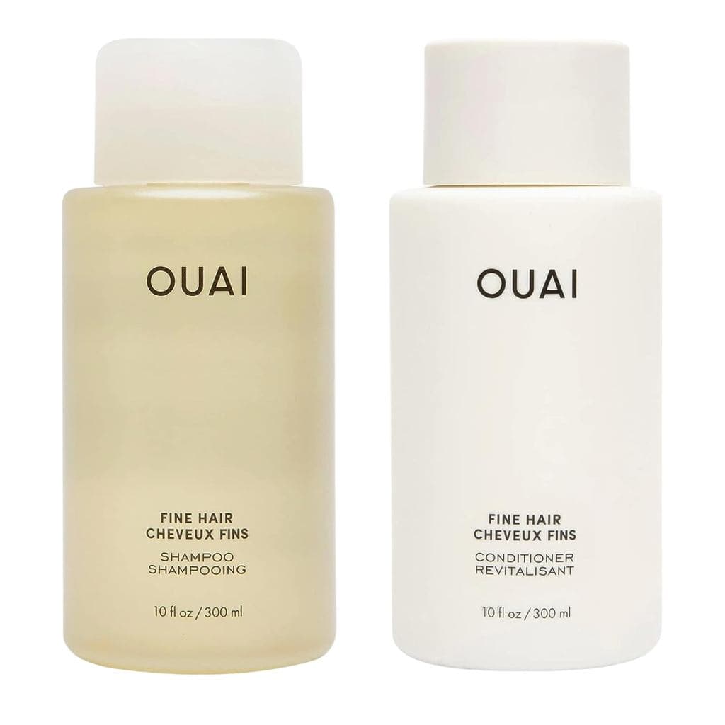 Conjunto de Shampoo e Condicionador OUAI Fine - Shampoo e Condicionador Sem Sulfato para Mulheres e Homens - Feito com Q