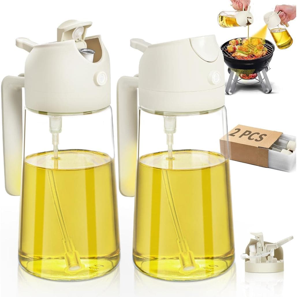 Pulverizador de Óleo para Cozinhar 2 peças, Dispensador de Óleo 2 em 1 e Pulverizador de Óleos, Utensílios de Cozinha -