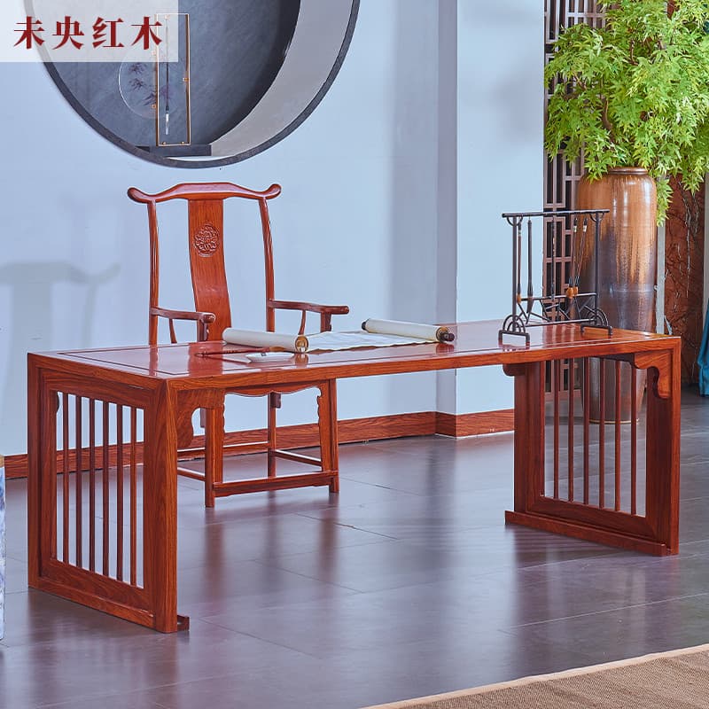 Móveis de mogno Mesa de jacarandá africano Mesa de escrita Ouriço Sândalo vermelho Novo estilo chinês Estojo de pintura