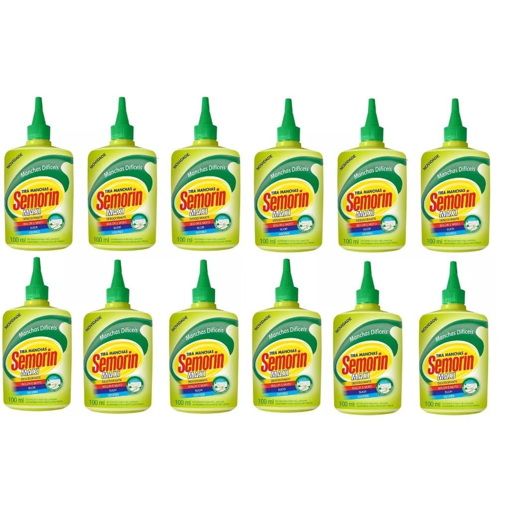Kit 12 Semorin Maxi Tira Manchas Dif�ceis 100ml Elimina Mofo