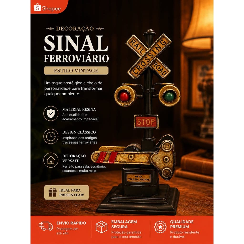 Sinalizador Ferroviário Vintage Enfeite De Mesa Estilo Antigo Trem Ferrovia Maquete Decorativo Casa Bar Escritório Retrô