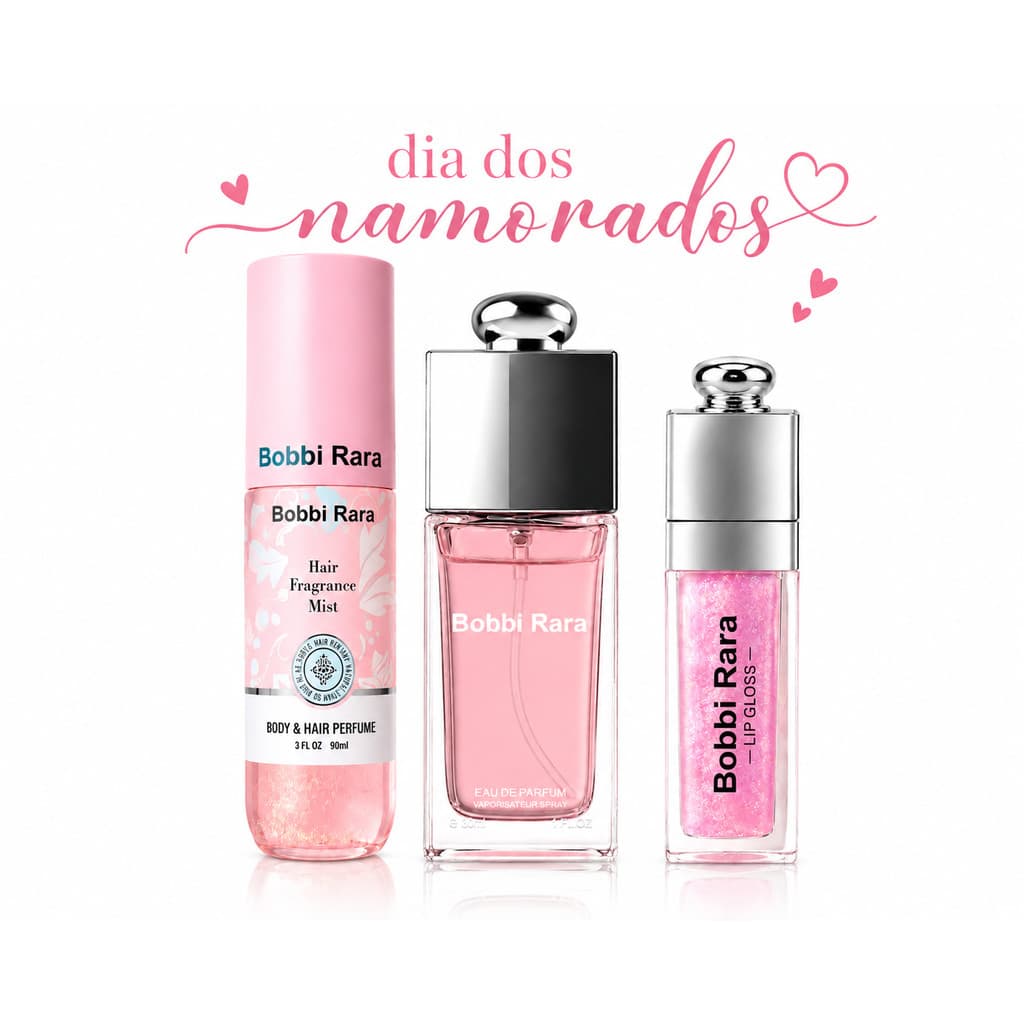 Kit perfume Árabe com gloss + Perfume de Cabelo Glitter Rosa