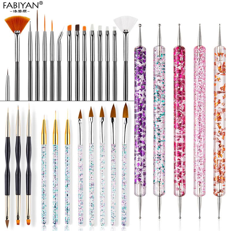 Faberyan Manicure dupla cabeça pontilhada flor agulha pontilhada caneta diamante caneta de cristal puxar linha caneta fo