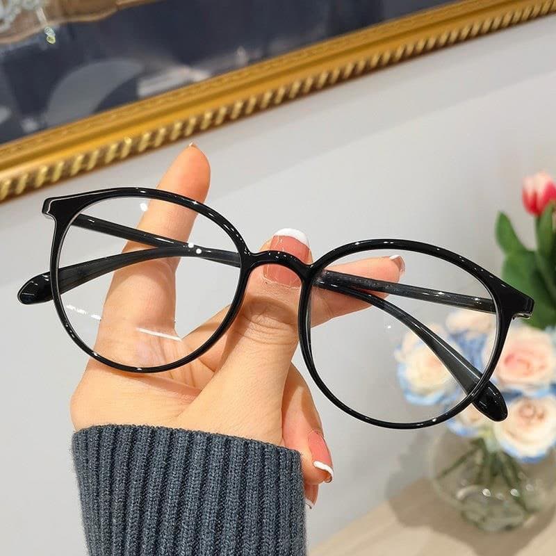 Óculos Redondos Vintage Anti-Luz Azul – Circulares Clássicos Coreanos Retrô Com Armação Preta Hipster