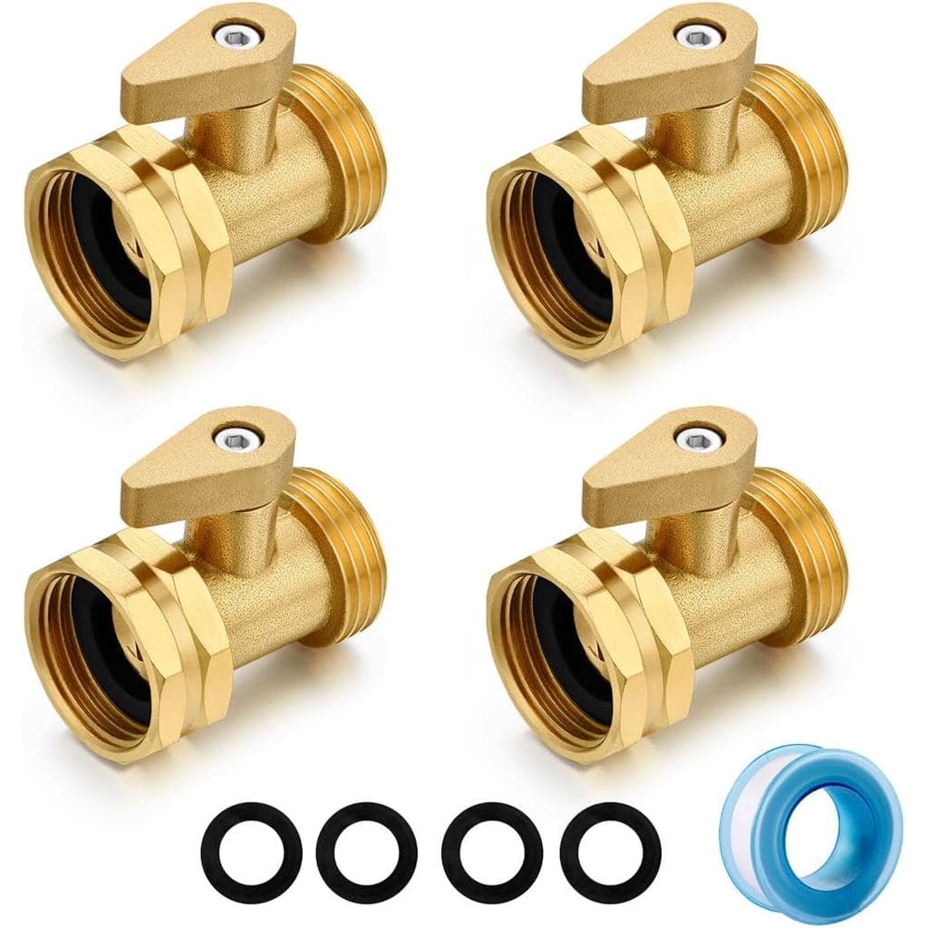 Válvula de Corte para Mangueira de Jardim em Latão de Alta Resistência, 3/4" GHT Fêmea para Macho, Válvula de Esfera par