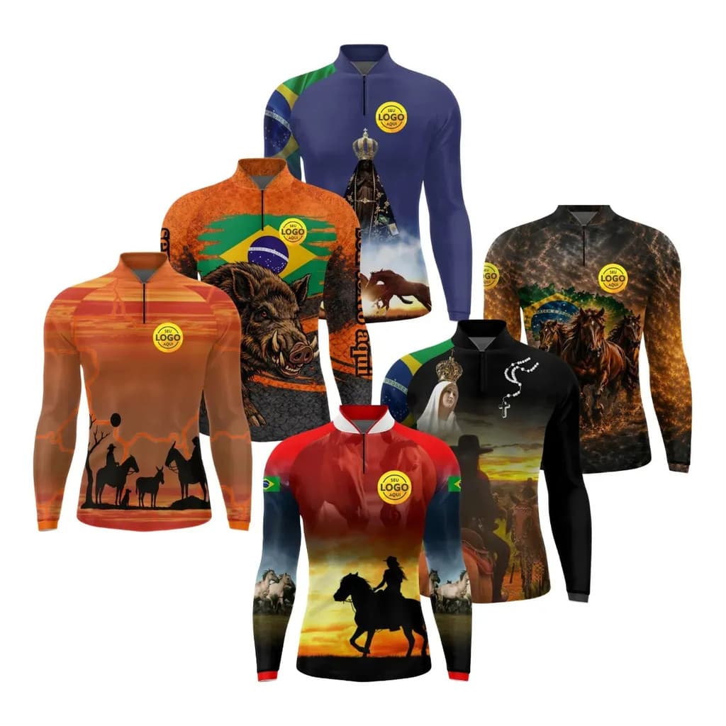 Kit 6 Camisa Personalizada Comitiva Cavalgada Manga Longa Dry Fit Peão