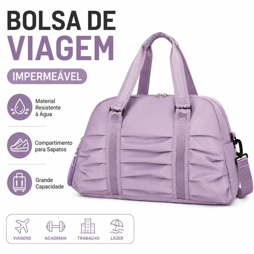 Bolsa de Viagem Impermeável Grande Capacidade Bolsa Esportiva de Ombro para Academia e Fitness XIMING