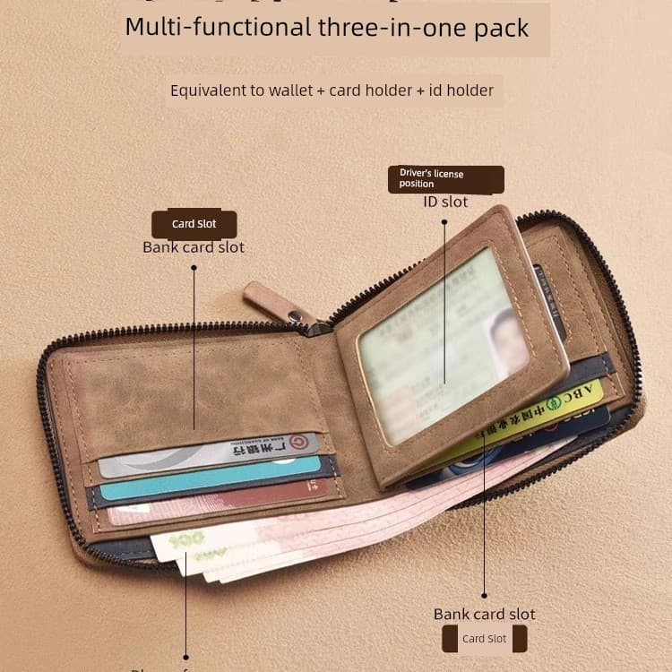 2026 novo estilo moda Retro simples masculino multifuncional portátil carteira curta Multi-cartão titular do cartão com