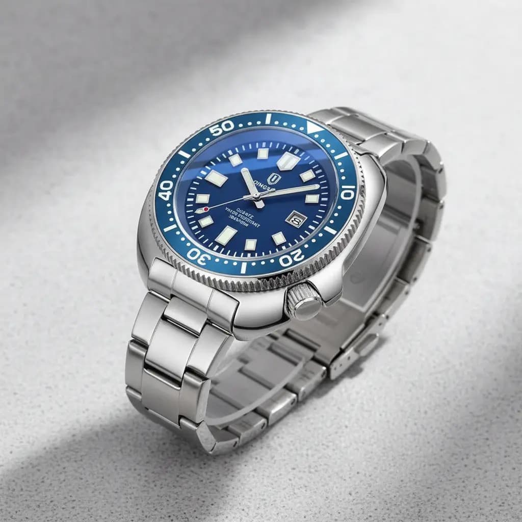 Relógio Masculino Luxo Qingxiya 6672 Premium Aço Inoxidável Calendário À Prova D'Água RETRO