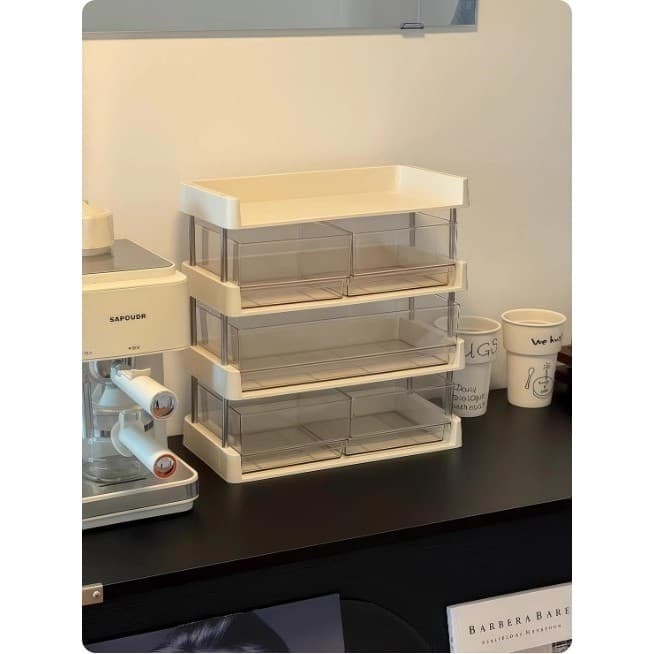 [Produtos de armazenamento] Prateleira de mesa multifuncional Chá Cosméticos Divisória multicamadas Armazenamento com es