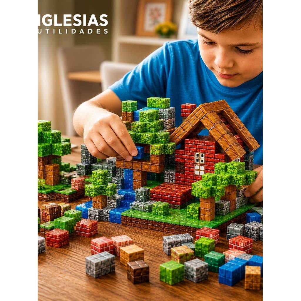 Bloco De Montar Magnético Infantil Cubos Construção 80 Peças