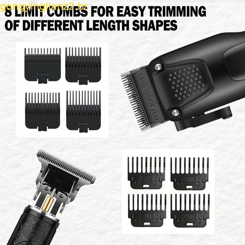 Kit de Aparador de Cabelo Sem Fio 3 Peças para Homens, Barbeador Profissional com Folha e Máquina de Cortar Cabelo,